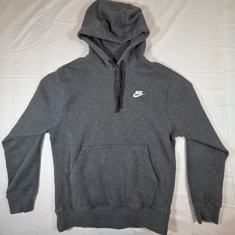 Nike Mens Sportswear Club Fleece Hoodie Charcoal Grey BV2654-071 Small